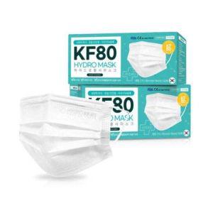 100매 하이드로 KF80 / 대형 화이트 3중차단 CE FDA 인증 황사방역 보건용 비말차단 마스크