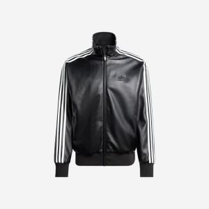 아디다스 포우 레더 아디컬러 3S 루즈 파이어버드 트랙수트 자켓 블랙 - KR 사이즈 Adidas Faux Leather Ad