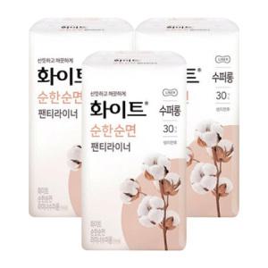 P화이트 순한순면 팬티라이너 무향 수퍼롱 30p X3