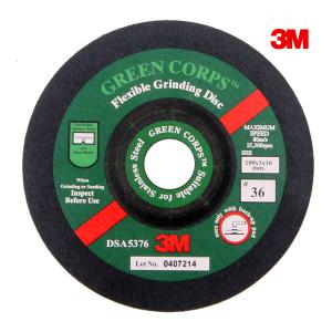 3M 연마석 GREEN CORPS 4인치 푸른돌 36번 옵셋트 그라인더돌 그라인딩 연마 36# 4인치 3T DSA5376 100mm x 3mm x 16mm 스텐연마