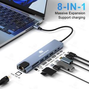 맥북 화웨이용 USB C 허브 이더넷 어댑터 HDMI 호환 SD TF 카드 리더 PD87W 4K C타입 3.1 8 인 100M RJ45