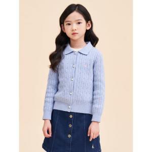 [BEANPOLE KIDS][Essential] 여아 면 T칼라 케이블 카디건  스카이 블루(BI415AGE2Q) (BI415AGE2Q)