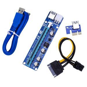 PCI 익스프레스 PCIE PCI-E 라이저 카드, USB3.0 케이블 채굴, 60cm VER 008C Molex, 6 핀, 1X ~ 16X 확장 비트코인 채굴