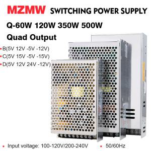 MZMW 쿼드 출력 스위칭 전원 공급 장치 4 방향 SMPS LED 스트립 드라이버 변압기 60W 120W 350W 500W AC/DC