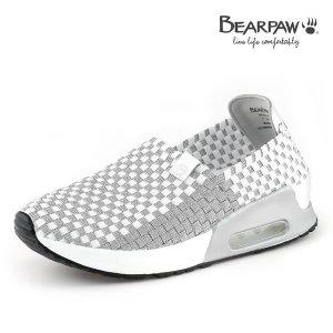 [베어파우](강남점)(BEARPAW) 여성 CRYSTAL WOVEN 에어쿠션 슬립온 화이트/실버(K0128084)