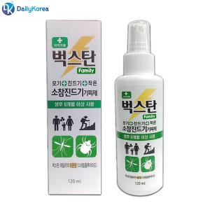 벅스탄 패밀리 120ml 모기기피제 야외 해충 진드기 퇴치 캠핑 등산 야외활동 레몬향 유아 아기