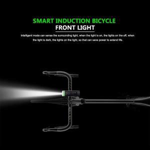야간 밀폐스마트 유도 자전거 전조등 세트, USB 충전식 후미등, LED 헤드라이트, 램프, 사이클링 손전등,