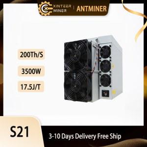 Antminer 비트코인 채굴 기계 채굴기, S21 200T 3500W Asic 채굴, SHA-256 무료 배송