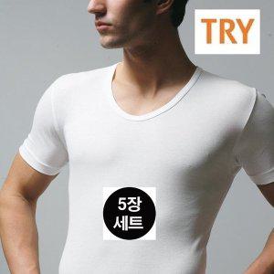 [TRY][트라이] U넥 티셔츠 남성 반팔 런닝( 90부터 115까지) 5매