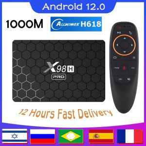 TV 셋톱 박스 스마트 수신기 OTT 1000M 안드로이드 12 X98H 프로 4G 64G 쿼드 코어 HD 4K AV1 2.4G 5G 듀얼