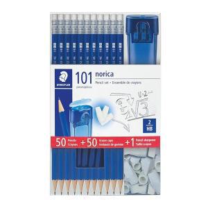 스테들러 7479467172 STAEDTLER Norica 지우개 캡과 샤프너가 있는 연필 세트, 101개입