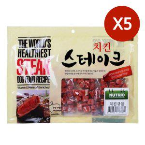 강아지 치킨 스테이크 300g 5P 간식 큐브 사시미