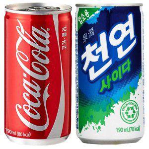 코카콜라 190ML+천연사이다 190ml (60캔구성)