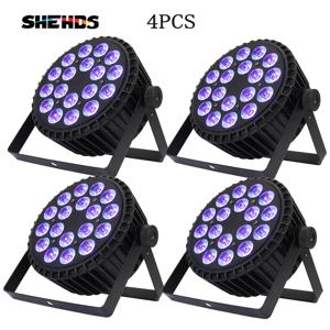 SHEHDS-알루미늄 합금 LED 플랫 파 18x12W RGBW/18x18W RGBWA + UV LED 조명, DMX512 디스코 전문 무대 DJ 장비, 4 개