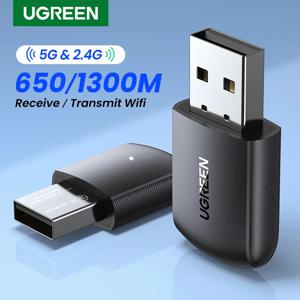 UGREEN Wifi 어댑터 AC650/AC1300 5G 및 2.4G WiFi USB 이더넷 PC 노트북 데스크탑 Windows Linux WiFi 안테나 동글 네트워크 카드, 유그린