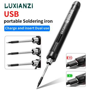 LUXIANZI USB 무선 충전 전기 납땜 다리미, 지능형 온도 휴대용 납땜 다리미 수리 용접 도구 키트