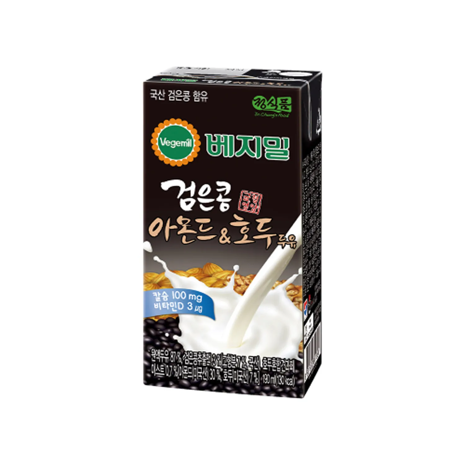 Vegemil Black Bean and Almond Walnut Milk 190mlx48 Pack 베지밀 검은콩과 아몬드호두 두유 190mlx48팩