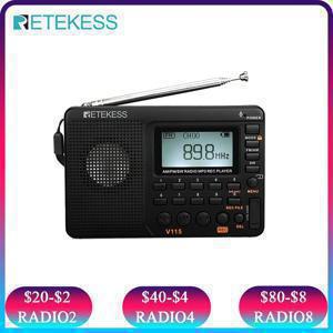 Retekess V115 휴대용라디오 미니 단파 라디오  AM FM SW단파라디오고감도 포켓 디지털 풀밴 드다기능 충전식 테레오 스피커 레코더 지원 TF 카드