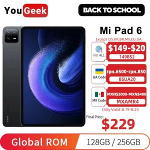 글로벌롬 샤오미 미패드 6 태블릿 6GB 램 128GB 롬 11인치 2.8K 144Hz LCD 화면 8840mAh 배터리 33W 고속충전 스냅드래곤 870