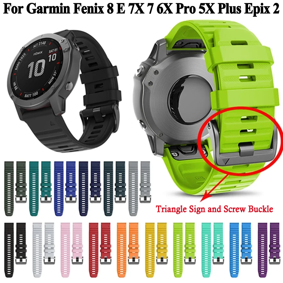 Garmin Fenix 8 E 7X 6X 6X Pro 5X 용 퀵 핏 시계 밴드, 실리콘 이지핏 손목 밴드, Garmin Fenix 7 6 Pro 5 Plus용, 26mm, 22mm