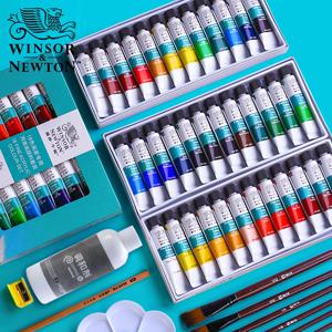 WINSOR & NEWTON 전문 아크릴 페인트 세트, 손으로 그린 벽 페인팅, 섬유 페인트, 밝은 색상, 10ml, 12 색, 18/24 색