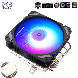 Wovibo CPU 쿨러 선풍기 로우 프로파일 라디에이터, 초슬림 4 핀 PWM LGA 115X 1200 1700 2011 V3 X79 X99 AM4 120mm 냉각, 6 히트 파이프