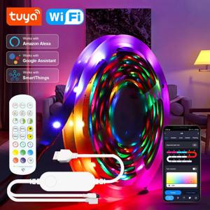 USB LED 스트립 조명, 투야 앱 제어, 색상 변경, 5050 RGB TV 백라이트, 유연한 램프 테이프, 방 장식용, 1-30m/100ft