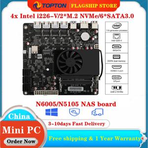 미니 ITX 라우터 메인보드, i226-V 2.5G, 12 세대 인텔 i3-N305 N100 NAS 마더보드, 6 베이 2 * NVMe 6 * SATA3.0 DDR5 PCIex1, C타입, 4x