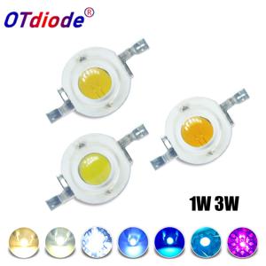 고출력 LED COB 램프 칩, 따뜻한 콜드 화이트 블루 다이오드, DIY LED 스포트라이트 다운라이트, 1W, 3W, 3.2-3.6V, 110-280LM 비드, 10-1000 개