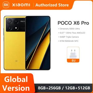 글로벌 버전 POCO X6 프로 5G 256GB/512GB 디멘시티 8300 울트라 67W 64MP 트리플 카메라, 6.67 인치 1.5K 도트 디스플레이, 120Hz, 5000mAh NFC