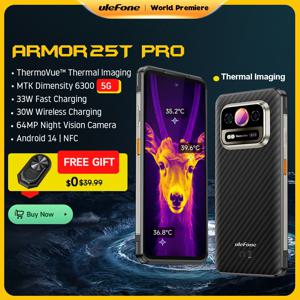 【월드 프리미어】Ulefone Armor 25T Pro 5G 열화상 견고한 휴대폰 Android 14 33W 50MP+64MP 야간 투시경 NFC 6.78인치 스마트폰 최대 12GB+256GB 30W 무선 충전