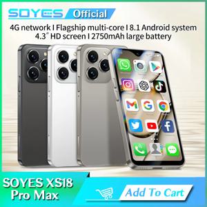 SOYES XS18 프로 맥스 4.3 인치 글로벌 4G 미니 스마트폰, 안드로이드 8.1, 2750mAh 배터리, 얼굴 인식 GPS OTG 소형 휴대폰