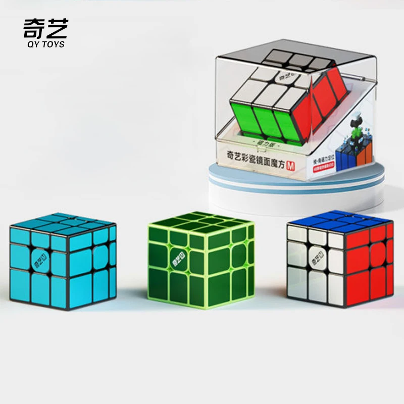 JudyCube Qiyi 컬러 도자기 거울, 3x3 마그네틱 매직 스피드 큐브, 전문 피젯 장난감, Qiyi 3x3 큐브 매직 퍼즐