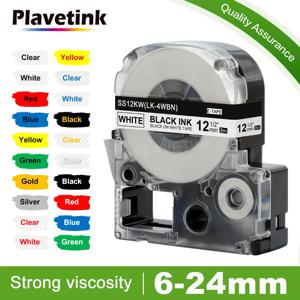 Plavetink EPSON LW-300 호환 라벨 테이프, LW-400 LW-600P LW-700 LC-4WBN9 프린터, SS12KW, 블랙 온 화이트 라벨, 12mm x 8m, 1 PC