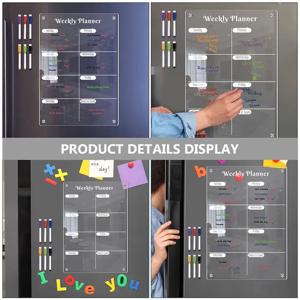 가정용 아크릴 투명 마그네틱 달력, 냉장고 달력 메시지 보드, 월별 주간 달력, 재사용 가능 마그네틱 건조 지우기 보드