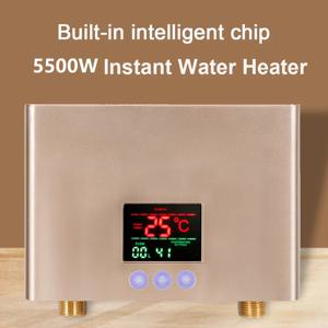 주방용 미니 인스턴트 온수기, 탱크리스 전기 온수기, 벽걸이형 LED 디스플레이 리모컨, 욕실용 5500W