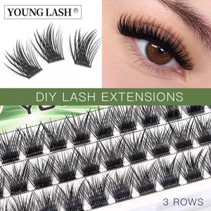 YOUNG LASH DIY 속눈썹 클러스터 속눈썹 연장, C D 컬, 프리메이드 볼륨 팬, 러시아 가짜 속눈썹, 내추럴 메이크업