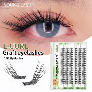 YOUNG LASH 20D L 컬 클러스터 속눈썹 연장, 자연스러운 부드러운 개별 속눈썹, 메이크업 도구, 섬모 볼륨, 프리메이드 팬