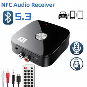 블루투스 5.3 오디오 리시버 RCA 3.5mm AUX USB 스테레오, NFC BT 5.0 무선 어댑터, U 디스크, 마이크 포함, 자동차 키트 스피커 앰프용