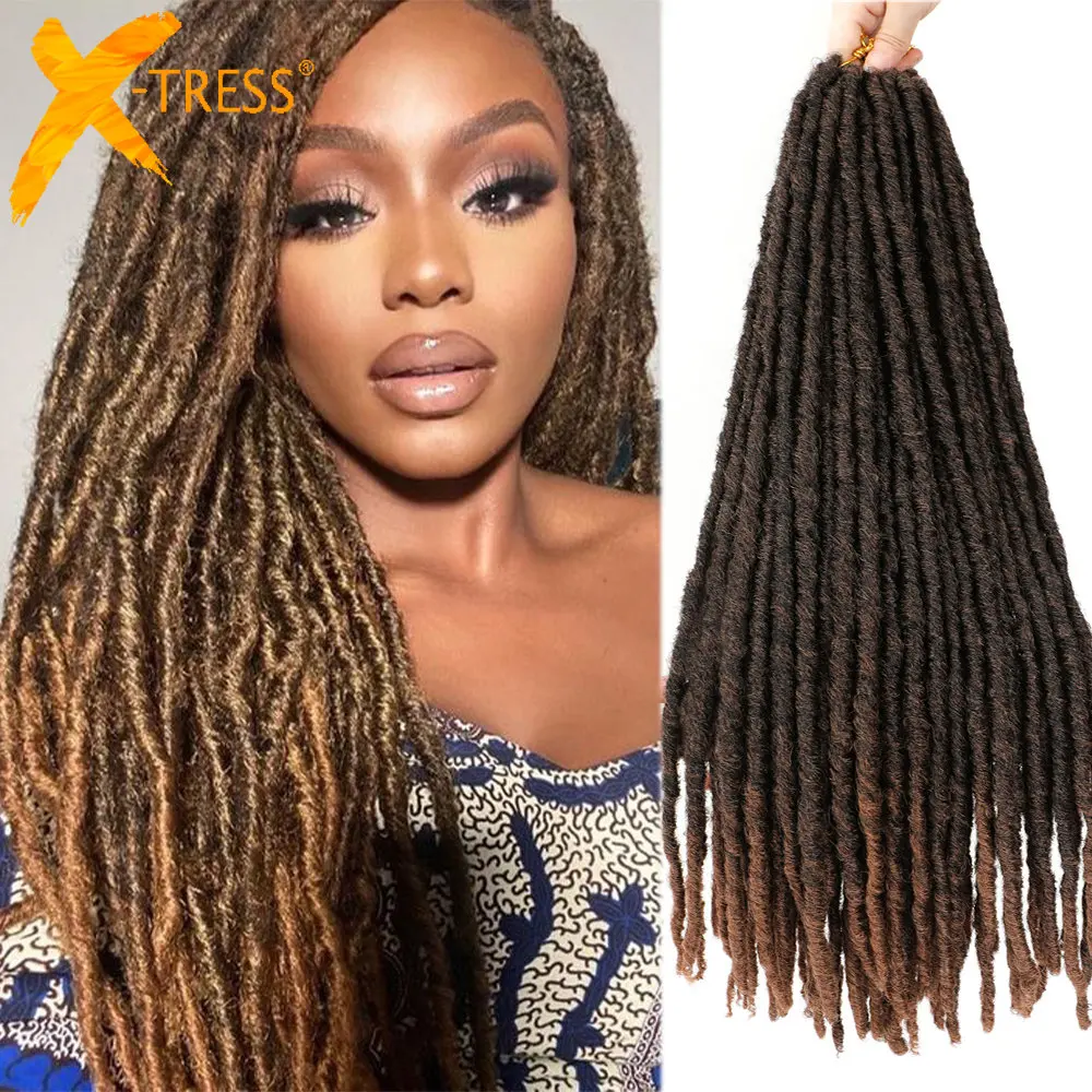 합성 가짜 Locs Crochet Braids Hair dreadlock 매듭이 없는 후크 Dreads Ombre Color Braiding Hair extension For Women X-TRESS