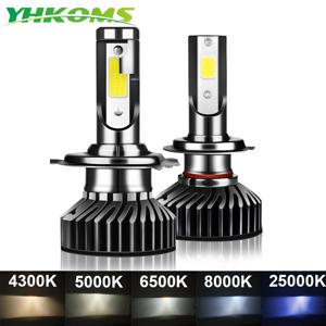 YHKOMS-80W 14000LM 자동차 헤드라이트 H4 H7 H1 LED H8 H9 H11 4300K 5000K 6500K 8000K 25000K, 자동 안개등 80W 16000LM 12V LED 전구