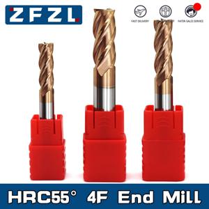 HRC55 카바이드 엔드밀 1-20mm 엔드밀, 4 플루트 밀링 커터, 합금 코팅 텅스텐강 절삭 공구, CNC 가공 엔드밀