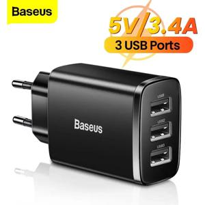 Baseus-USB 충전기 다중 포트 3.4A 고속 충전 전화 충전기, 샤오미 미 포코 아이폰 삼성 화웨이 벽 어댑터