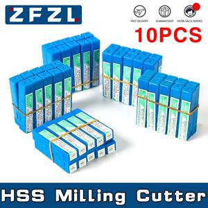 10pcs HSS 2 2.5 3 3.5 4 4.5 5 5.5 6mm 밀링 커터 비트 세트, 2/3/4 플루트 고속 스틸 엔드 밀 CNC 밀링 도구 세트