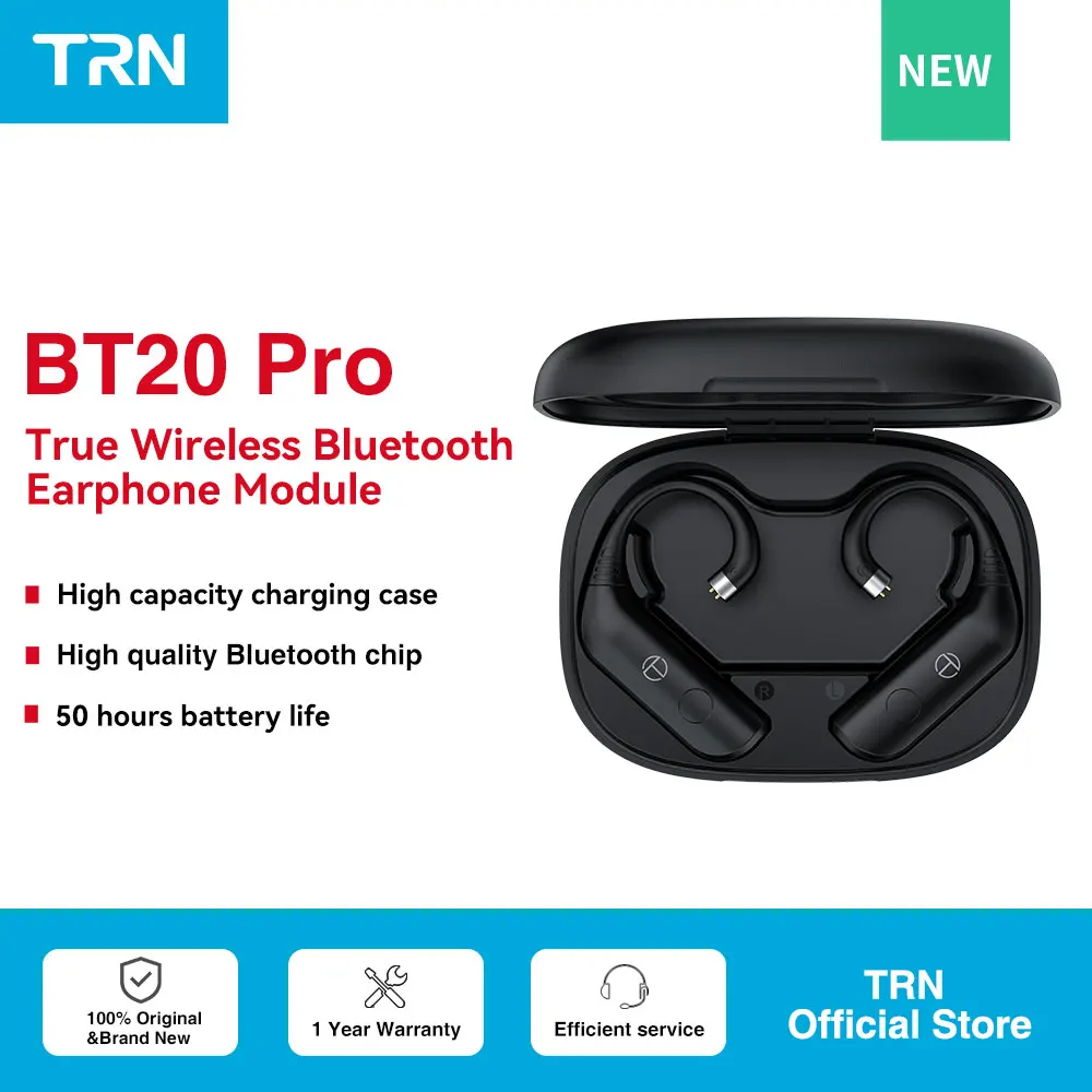 New TRN BT20 pro 무선 블루투스 5.3 하이파이 이어폰 모듈 업그레이드 케이블 커넥터, 교체형 플러그 이어 후크, 문드롭용