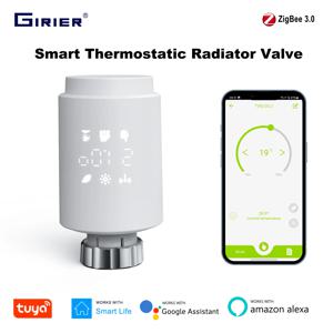 GIRIER 투야 스마트 온도 조절 라디에이터 밸브, ZigBee 온도조절기 라디에이터, TRV 프로그래밍 가능 온도 컨트롤러, Alexa와 함께 작동