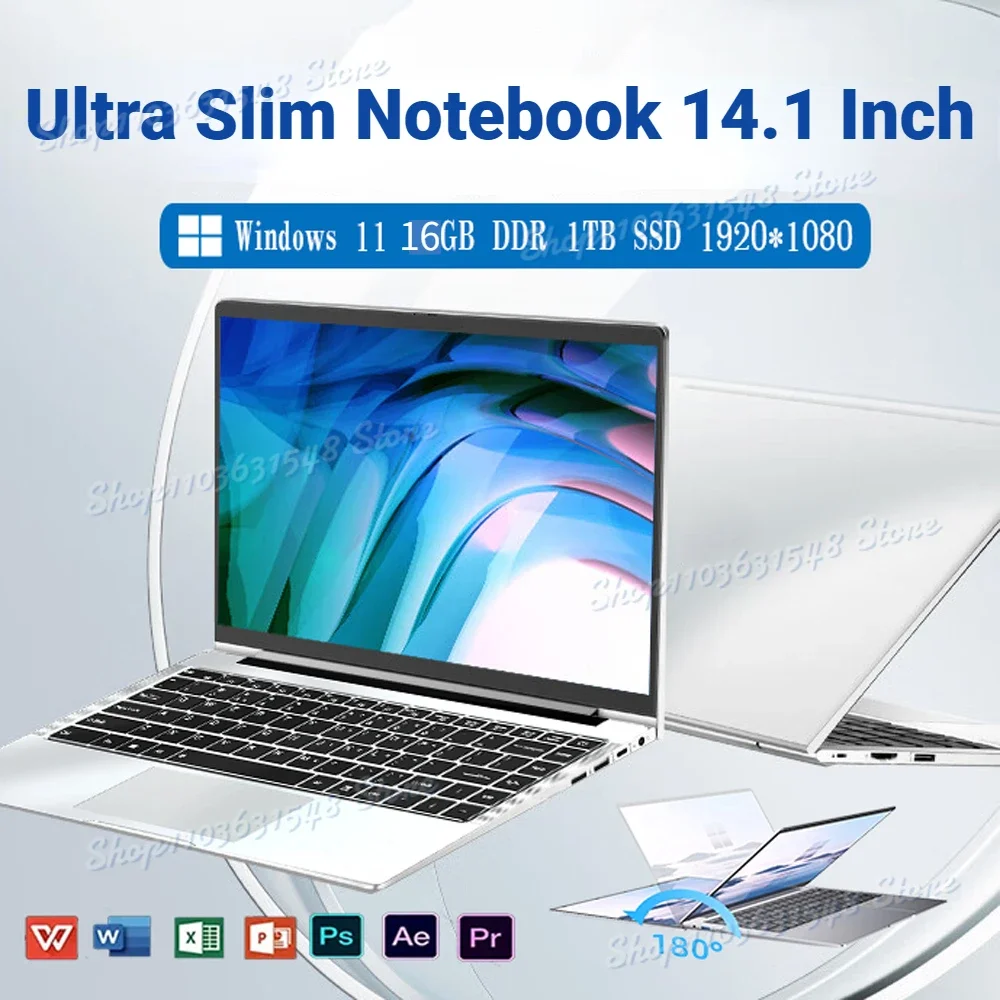 2024 울트라 슬림 i7 노트북, 14.1 인치 인텔 코어 i7-7500U, 윈도우 11, 16GB RAM, 1TB, 2TB SSD, 1920*1080 노트북 컴퓨터, 휴대용 PC