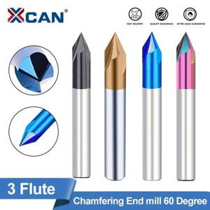 XCAN-밀링 커터 카바이드 모따기 밀 60/90/120 도, 3 플루트 라우터 비트, 알루미늄 구리 CNC 엔드밀용 조각 비트