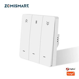 Zemismart Zigbee Tuya 스마트 커튼 스위치, 롤러 쉐이드 모터 벽 푸시 버튼 스위치, 알렉사 에코 구글 홈 타이머 제어