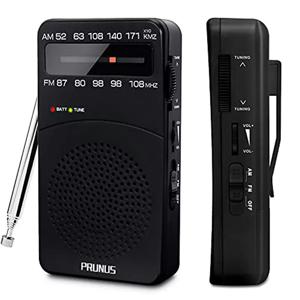 PRUNUS J-166 포켓 휴대용 미니 라디오 FM/AM 디지털 튜닝 라디오 수신기 FM87-108MHz MP3 음악 플레이어 AA 배터리용 라디오